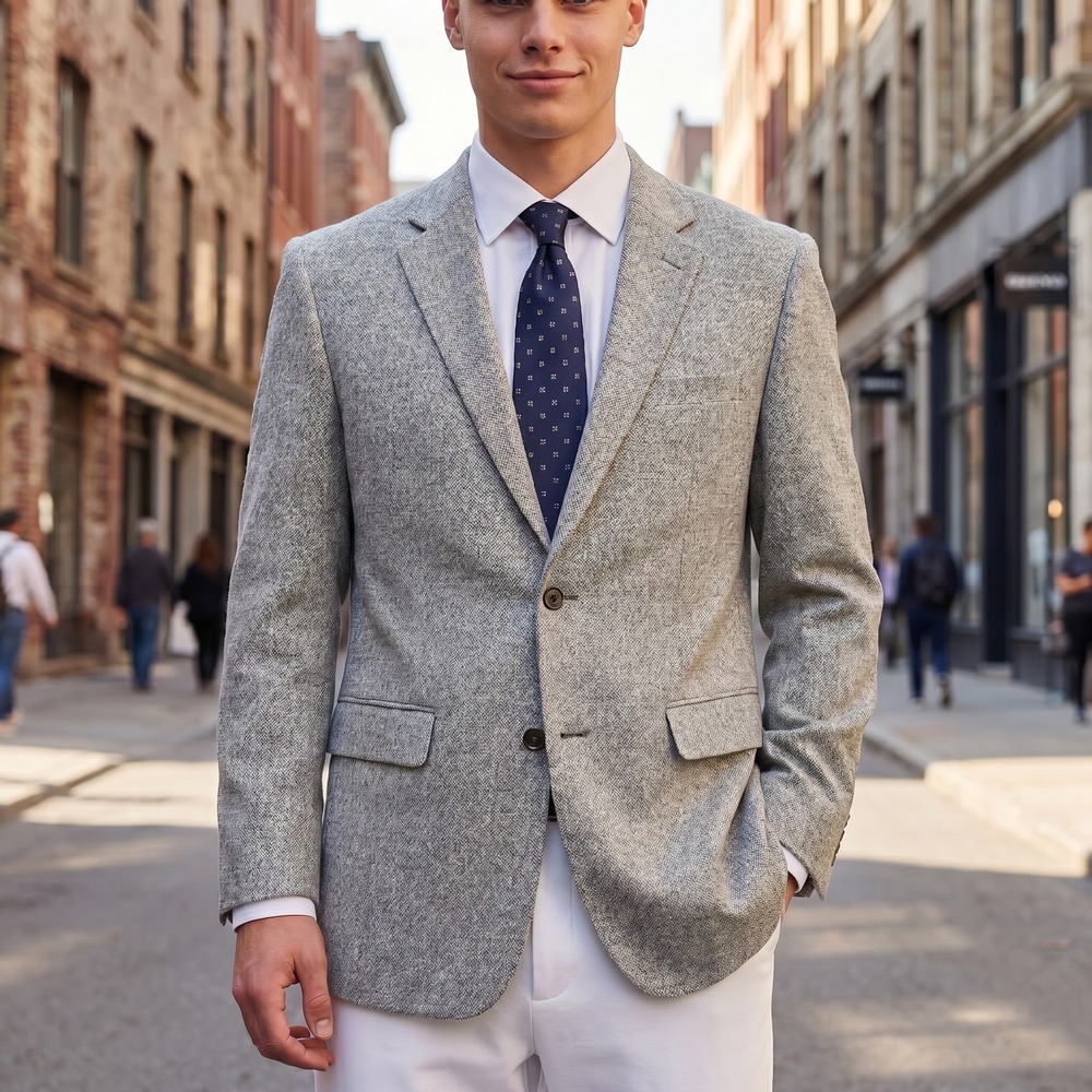 Lauren Ralph Lauren Mens 42L Grey Wool Silk Cashmere 2-Button Blazer Sport Coat